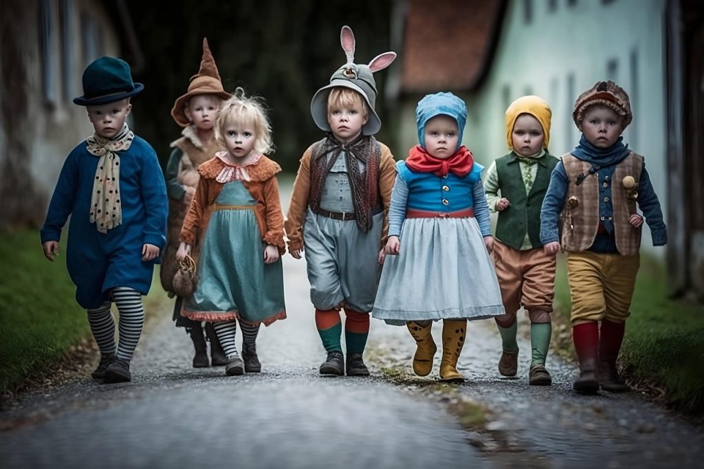 ai generated, carnival, children, children's carnival, costume, fun, multicoloured